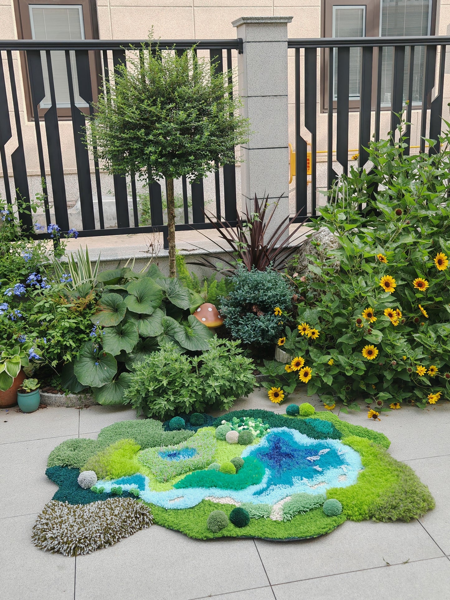 Handmade Crochet Moss Rug, Abstract Landscape Carpet - Multiple Sizes