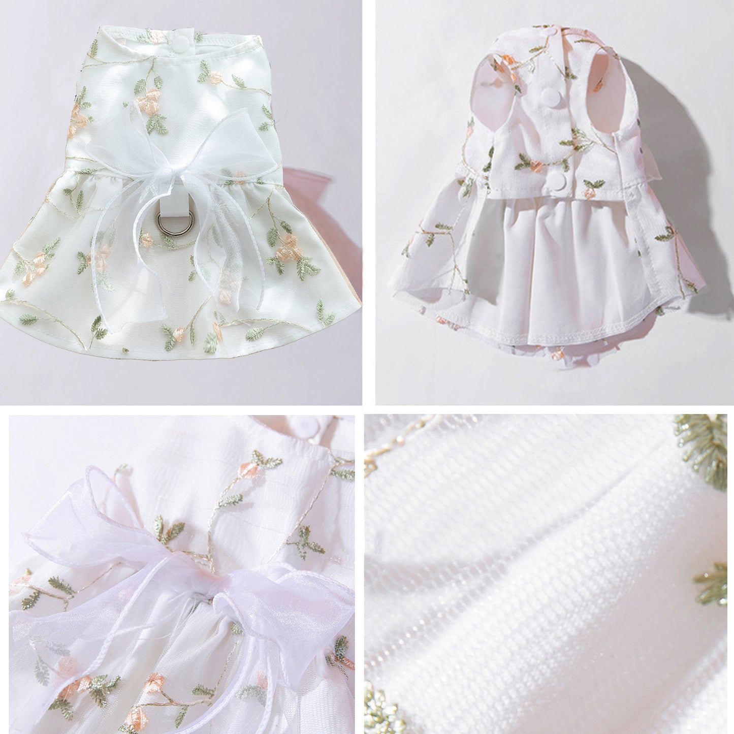 Personalized Double-Layer Princess Dog Dress with Embroidery Name