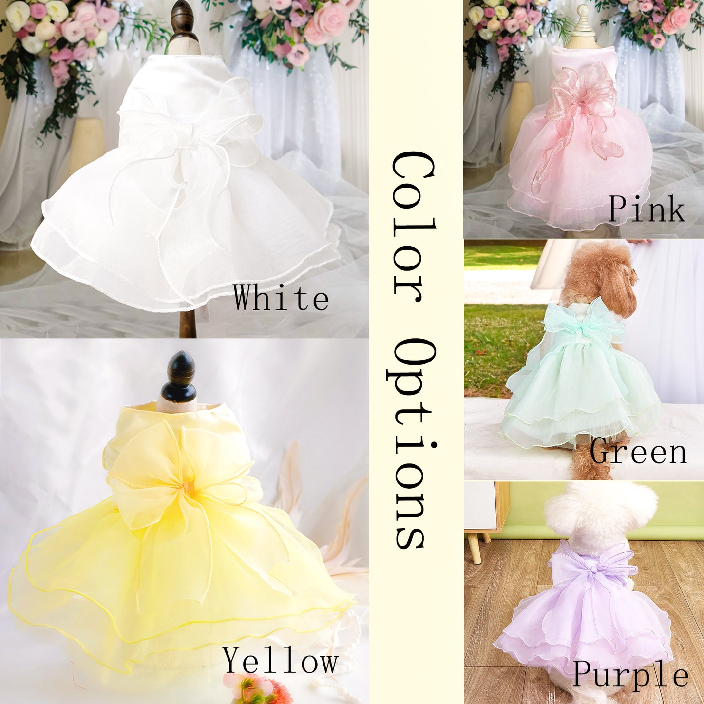 Custom Valentine's Dog Wedding Dresses with Embroidered Name