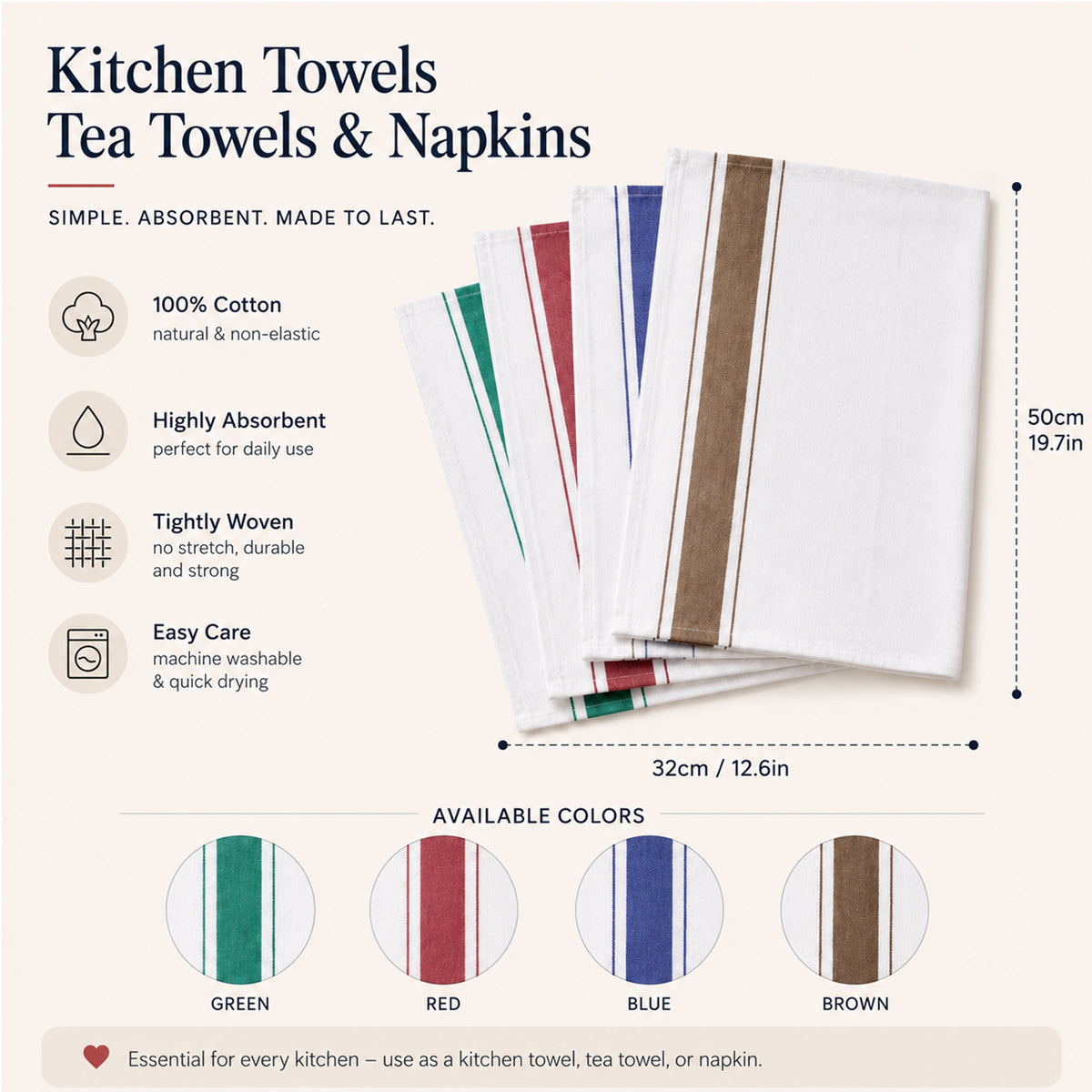 Custom Embroidered Pet Portrait Kitchen Towel with Name, Personalized Cotton Dish Towel