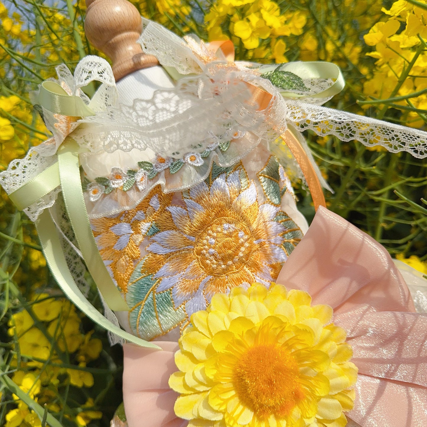 Yellow Embroidered Sunflowers Dog Wedding Dress