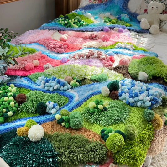 Handmade Latch Hook Moss Rugs - Multicolor