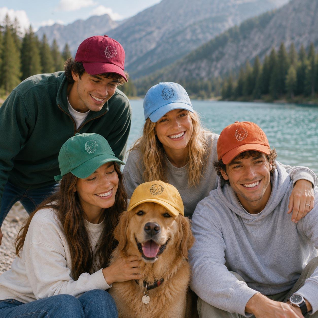 Customised Pet Face Baseball Hats with Pet Silhouette Embroidery