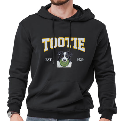 Personalized Dog Name and Portrait Embroidered Round Neck Sweatshirt