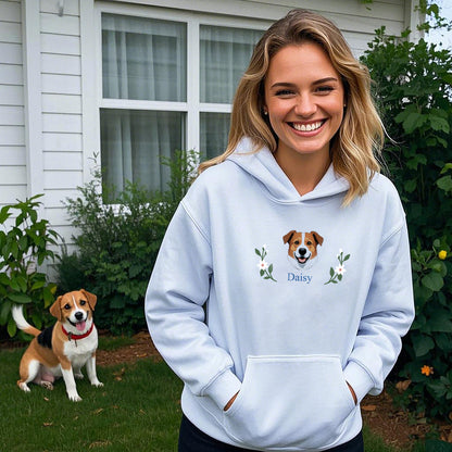 Personalized Multiple Dog Portraits & Name Embroidered Sweatshirt