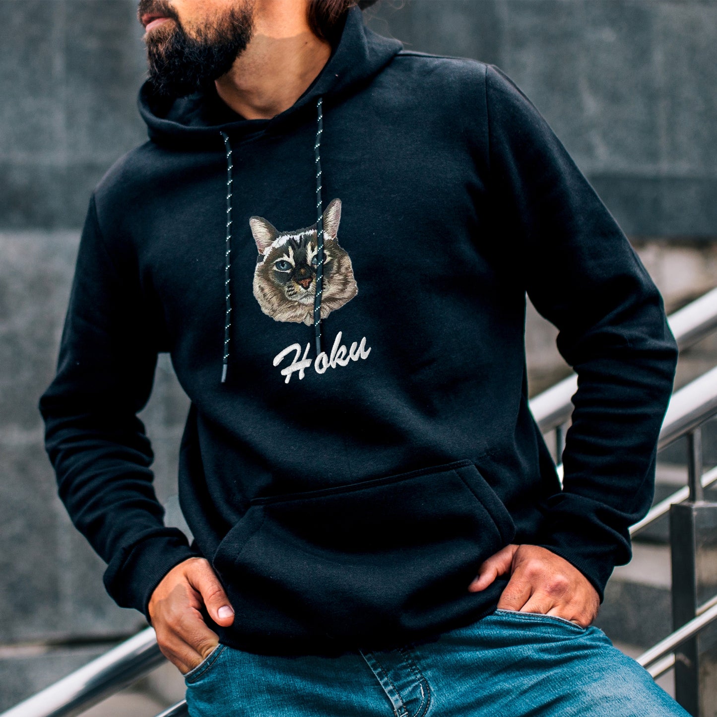 Custom Pet Hoodie - Personalized Multiple Dog Portraits Embroidered Sweatshirt
