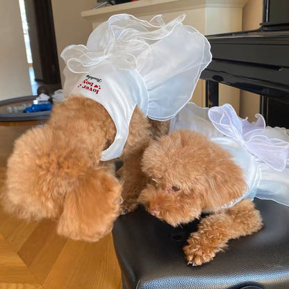 Custom Valentine's Dog Wedding Dresses with Embroidered Name