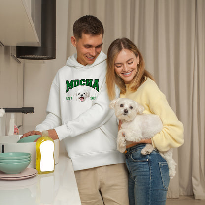 Personalized Dog Name and Portrait Embroidered Round Neck Sweatshirt