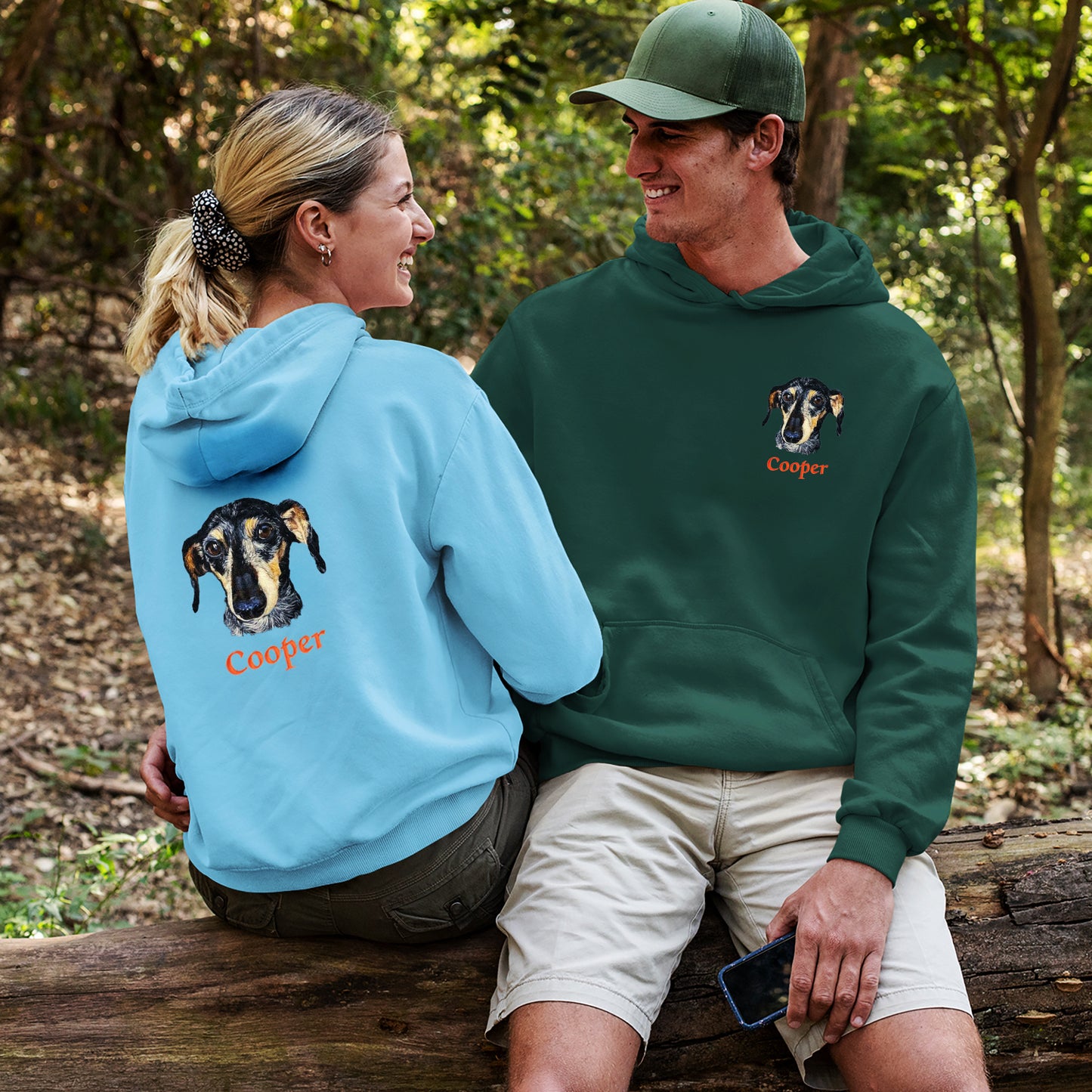 Custom Pet Hoodie - Personalized Multiple Dog Portraits Embroidered Sweatshirt