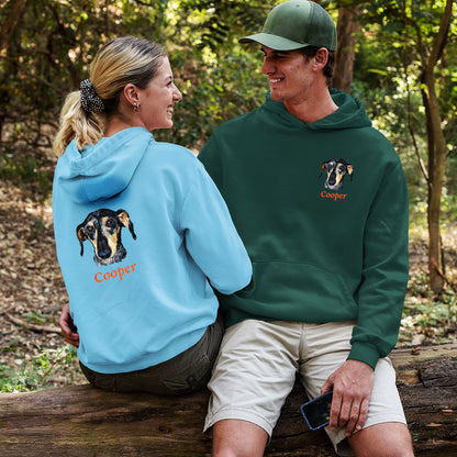 Custom Pet Hoodie - Personalized Multiple Dog Portraits Embroidered Sweatshirt