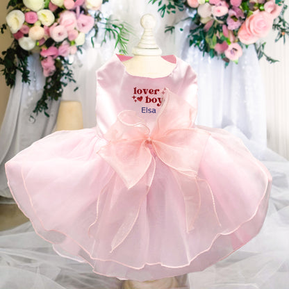 Custom Valentine's Dog Wedding Dresses with Embroidered Name