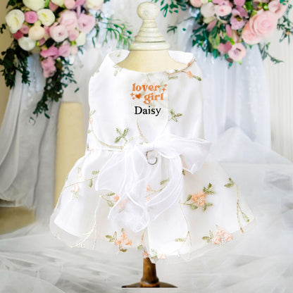 Custom Valentine's Princess Dog Dress with Embroidery Name