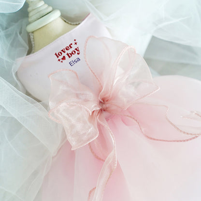 Custom Valentine's Dog Wedding Dresses with Embroidered Name