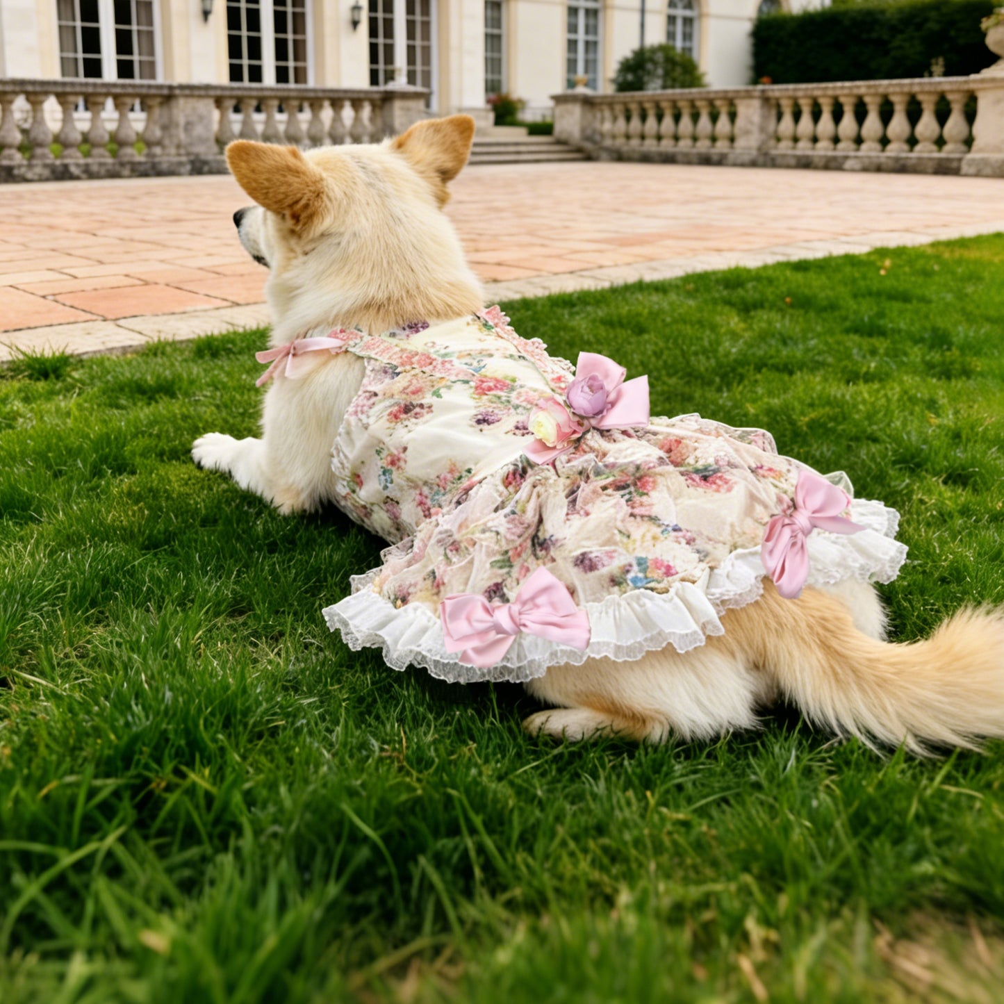 3D Rose Floral Princess Dress for Dogs & Cats