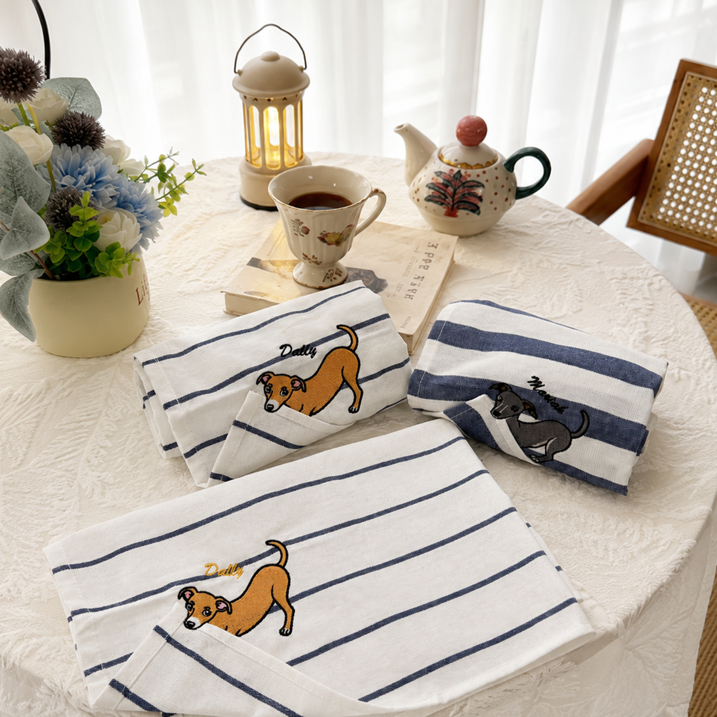 Personalized Pet Corner Bite Embroidered Kitchen Towel with Name