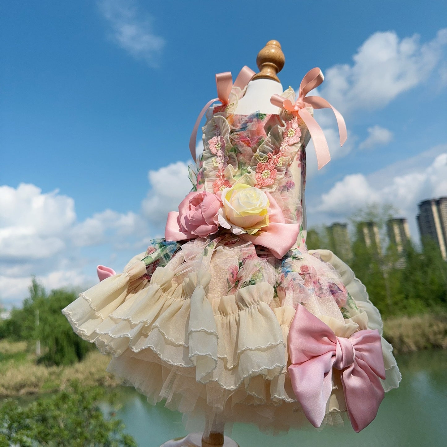 3D Rose Floral Princess Dress for Dogs & Cats