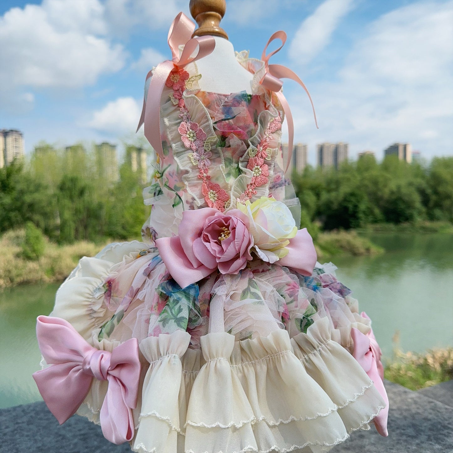 3D Rose Floral Princess Dress for Dogs & Cats