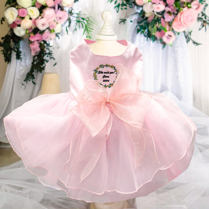 Custom Dog Wedding Dresses in Organza and Tulle with Embroidered Name