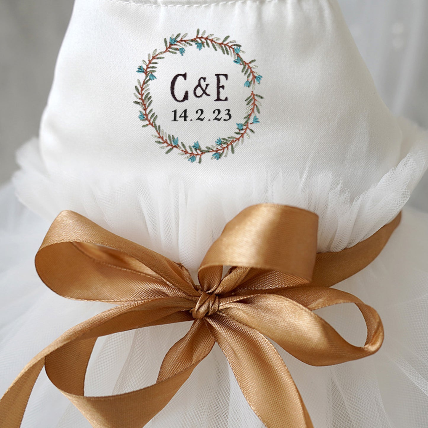Custom Embroidered Wedding Dress for Cats and Dogs