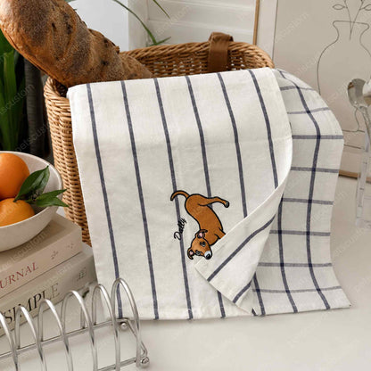 Personalized Pet Corner Bite Embroidered Kitchen Towel with Name