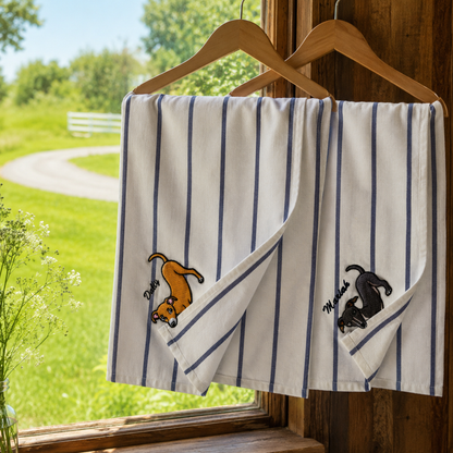 Personalized Pet Corner Bite Embroidered Kitchen Towel with Name