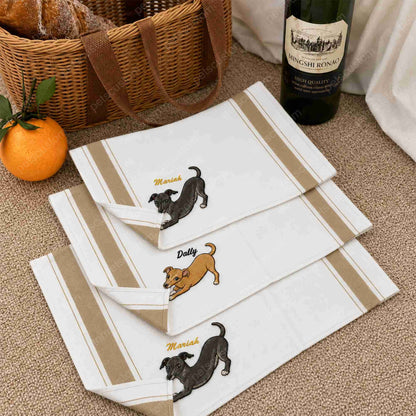 Custom Pet Corner Bite Kitchen Towel with Embroidered Portrait & Name