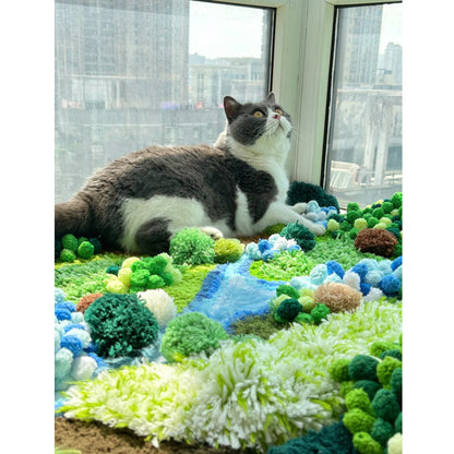 Handmade Crochet Moss Carpet with River - 125x80CM