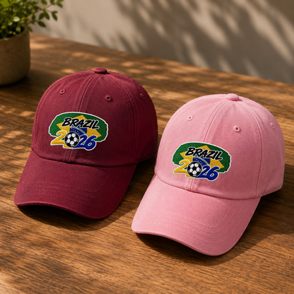 Brazil 2026 Soccer Fan Hat – Embroidered Country Flag Cap