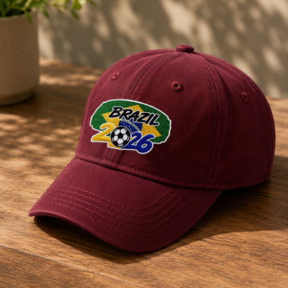 Brazil 2026 Soccer Fan Hat – Embroidered Country Flag Cap