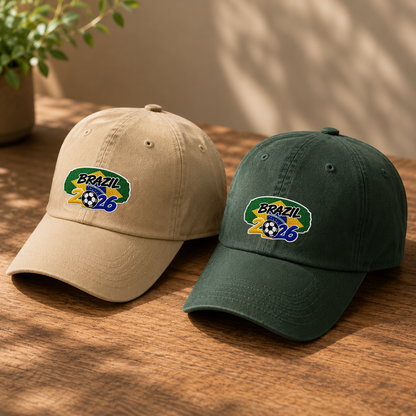 Brazil 2026 Soccer Fan Hat – Embroidered Country Flag Cap