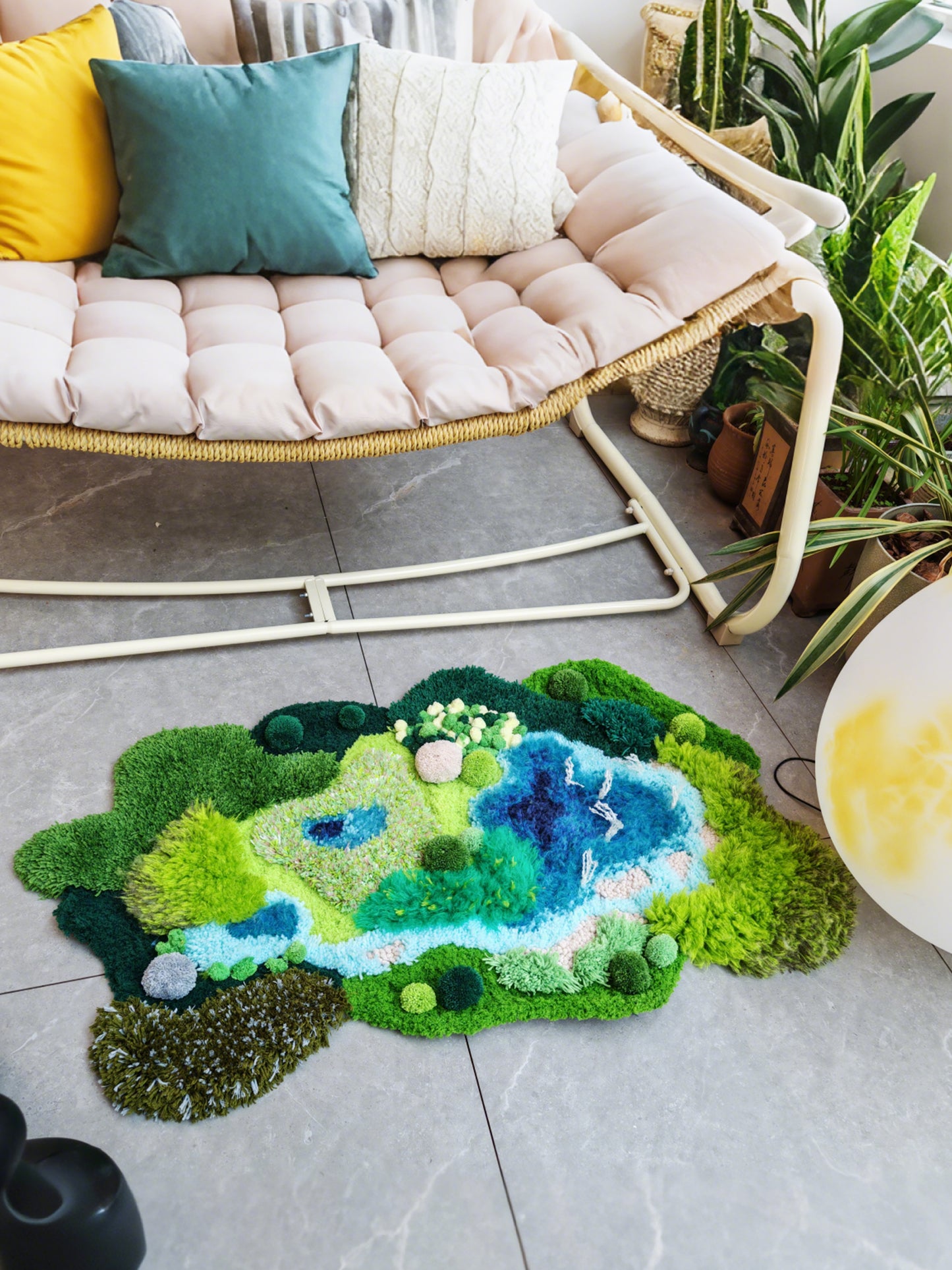 Handmade Crochet Moss Rug, Abstract Landscape Carpet - Multiple Sizes