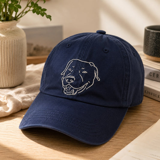 Customised Pet Face Baseball Hats with Pet Silhouette Embroidery