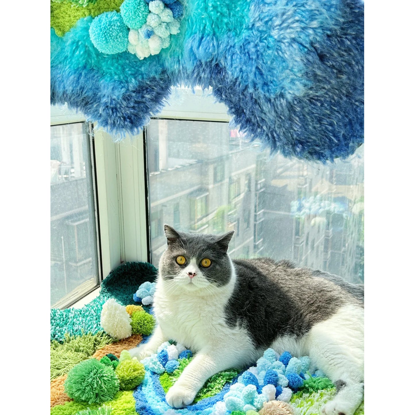 Handmade Crochet Moss Carpet with River - 125x80CM