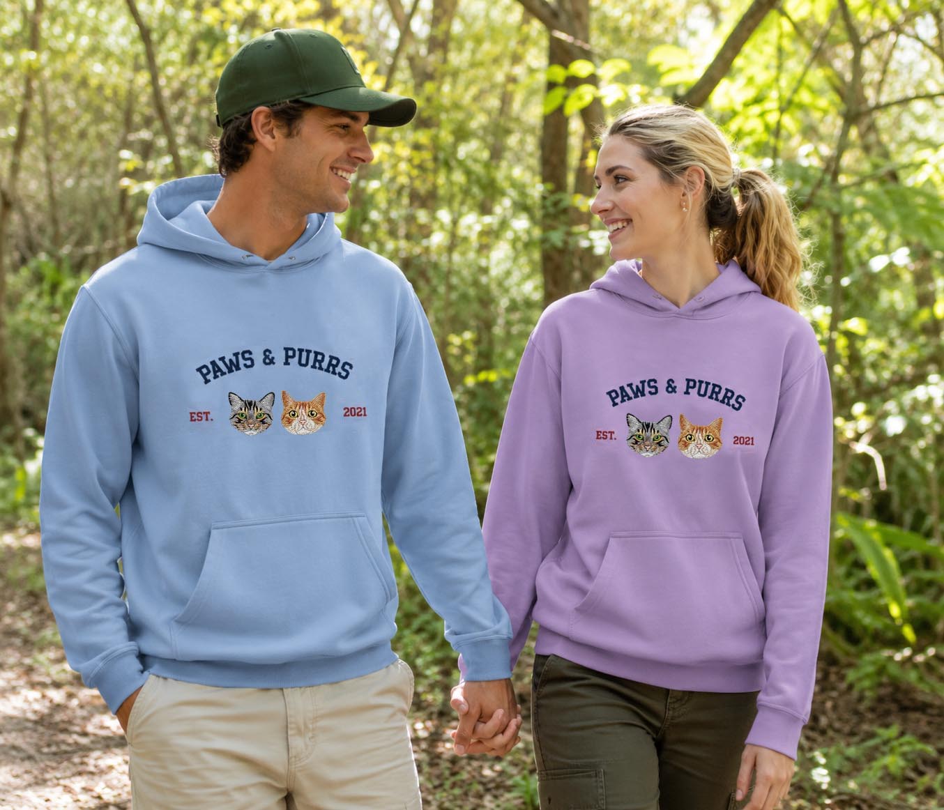 Personalized Dog Name and Portrait Embroidered Round Neck Sweatshirt