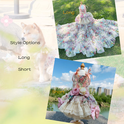 3D Rose Removable Long Trailing Pet Dress
