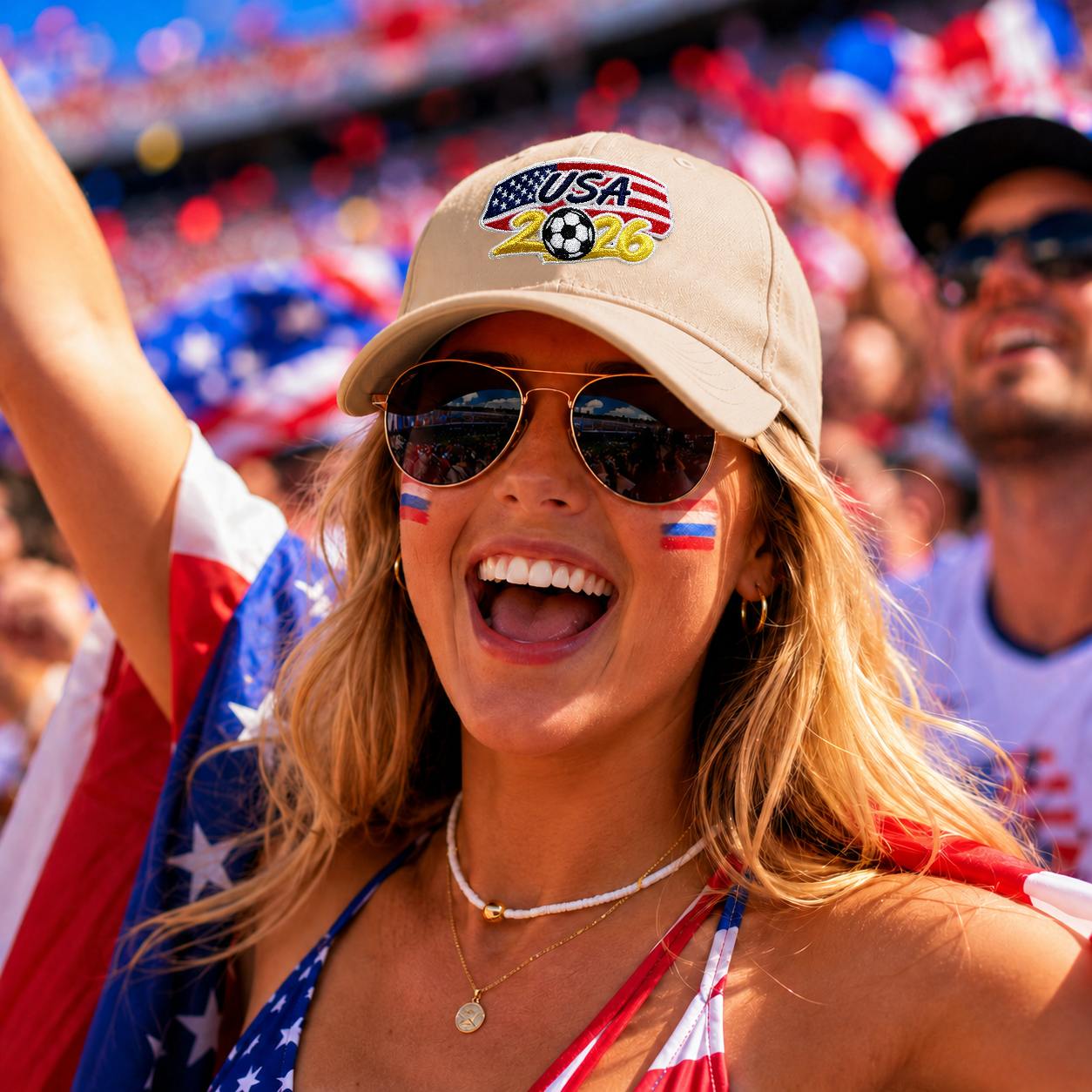 USA 2026 Soccer Fan Hat – Embroidered Flag Cap