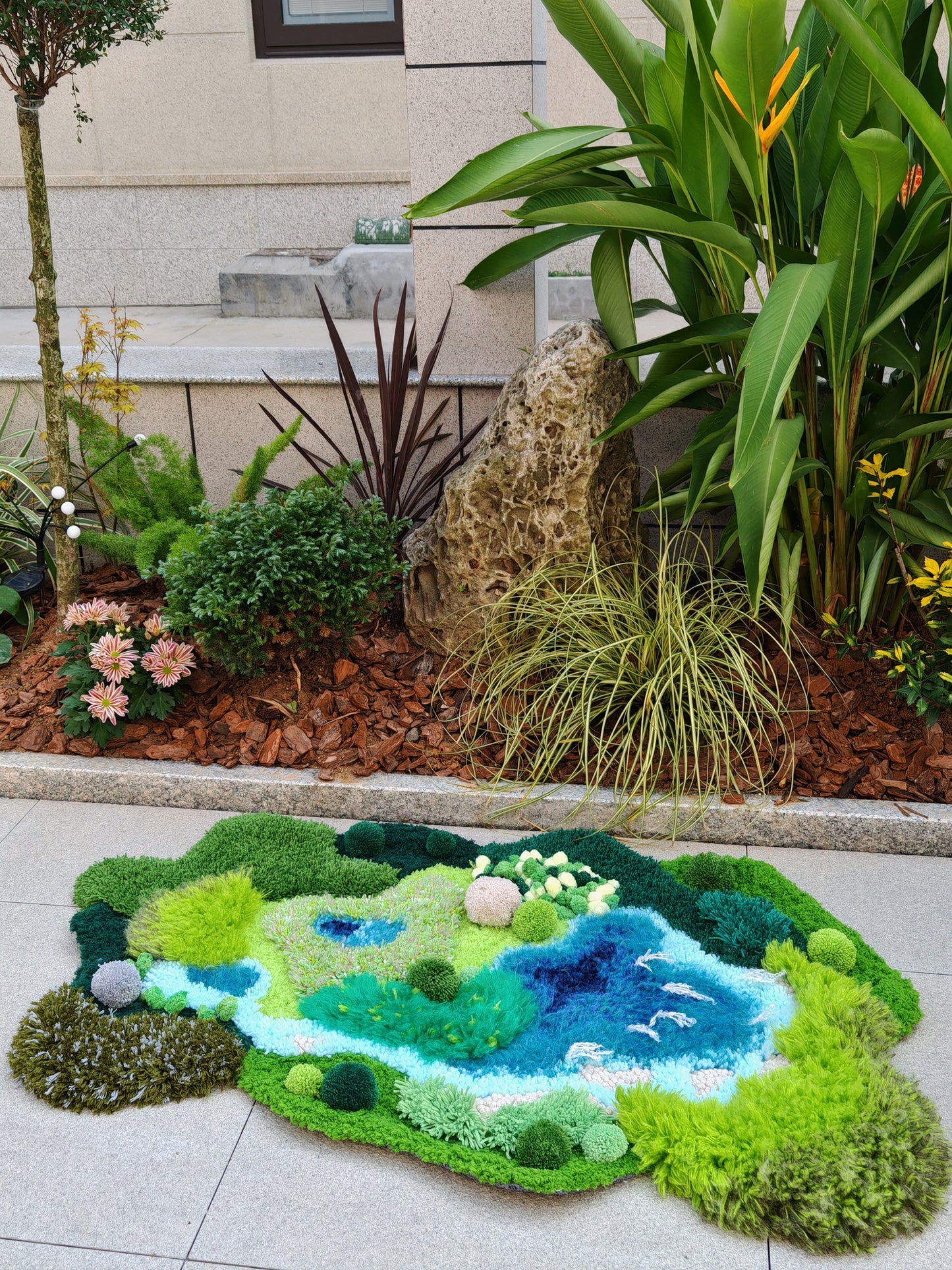 Handmade Crochet Moss Rug, Abstract Landscape Carpet - Multiple Sizes