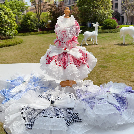 Lace Lolita Fluffy Ruffled Pet Dress for Going Out