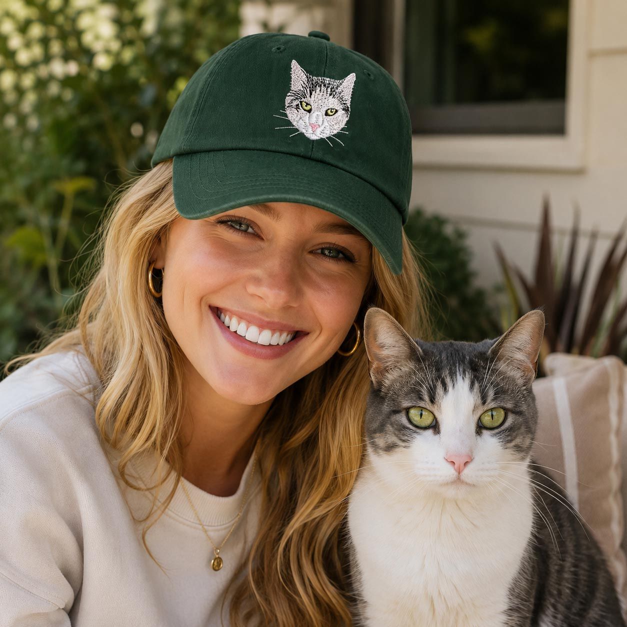 Custom Pet Face Embroidered Baseball Cap – Personalized Dog & Cat Portrait Hat
