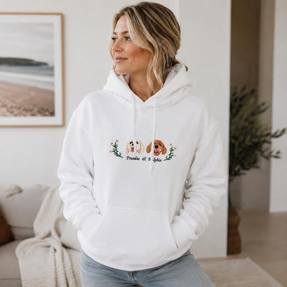 Personalized Multiple Dog Portraits & Name Embroidered Sweatshirt