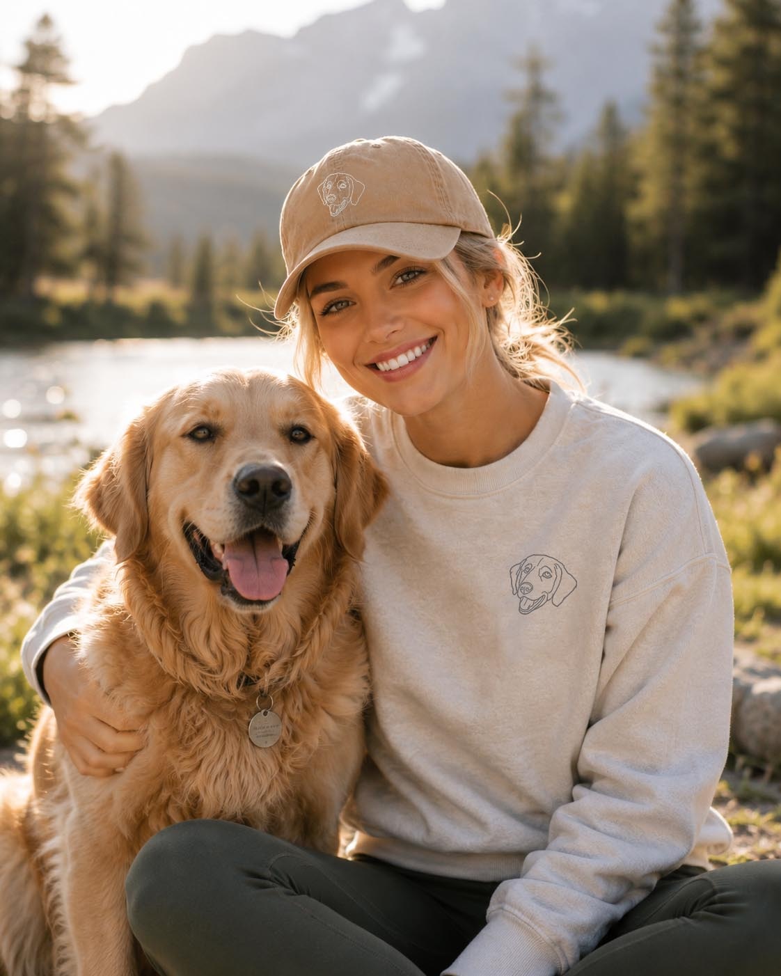 Customised Pet Face Baseball Hats with Pet Silhouette Embroidery