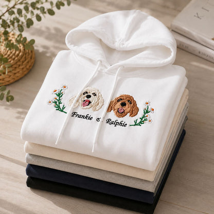 Personalized Multiple Dog Portraits & Name Embroidered Sweatshirt