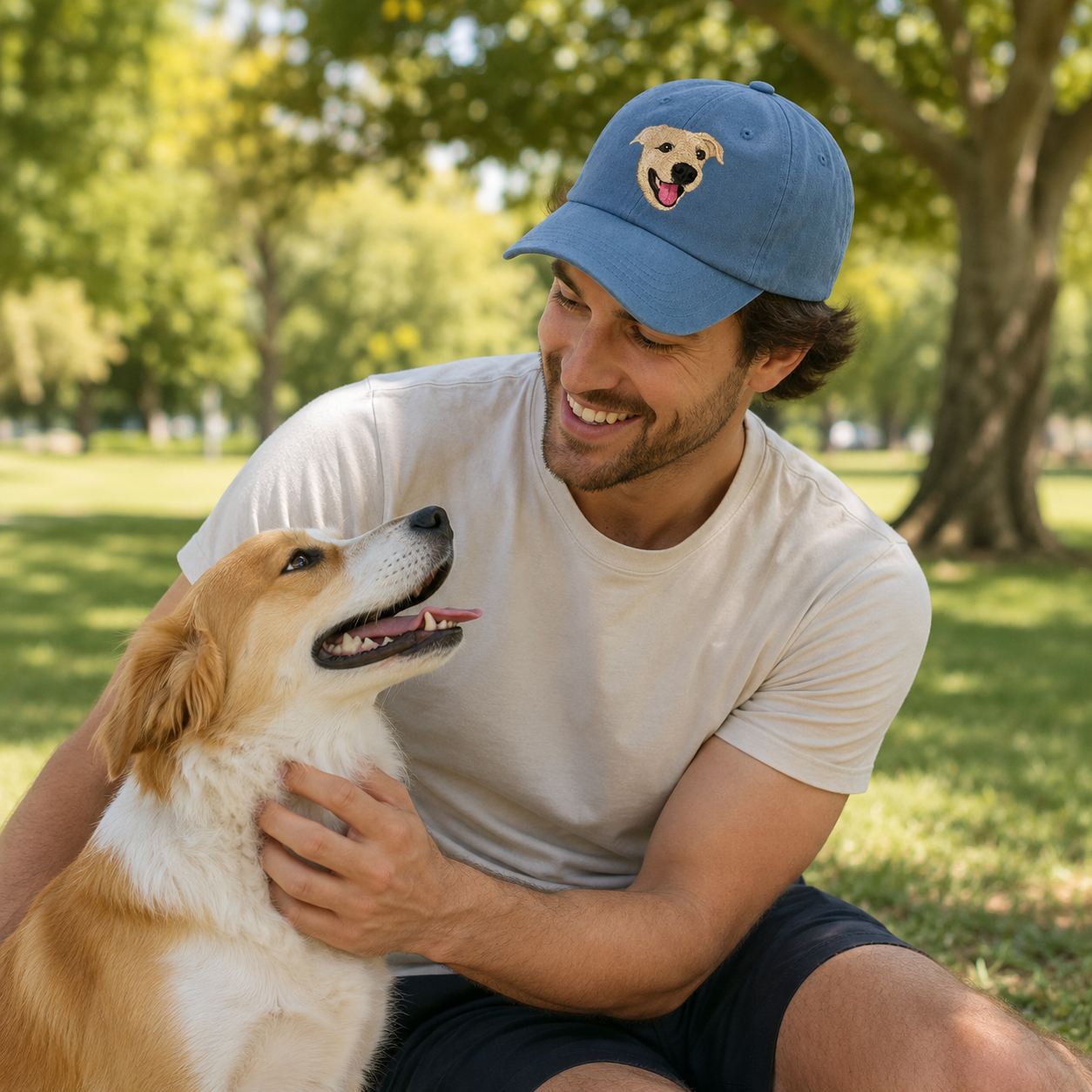 Custom Pet Face Embroidered Baseball Cap – Personalized Dog & Cat Portrait Hat
