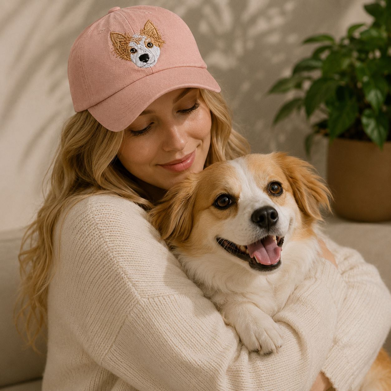 Custom Pet Face Embroidered Baseball Cap – Personalized Dog & Cat Portrait Hat
