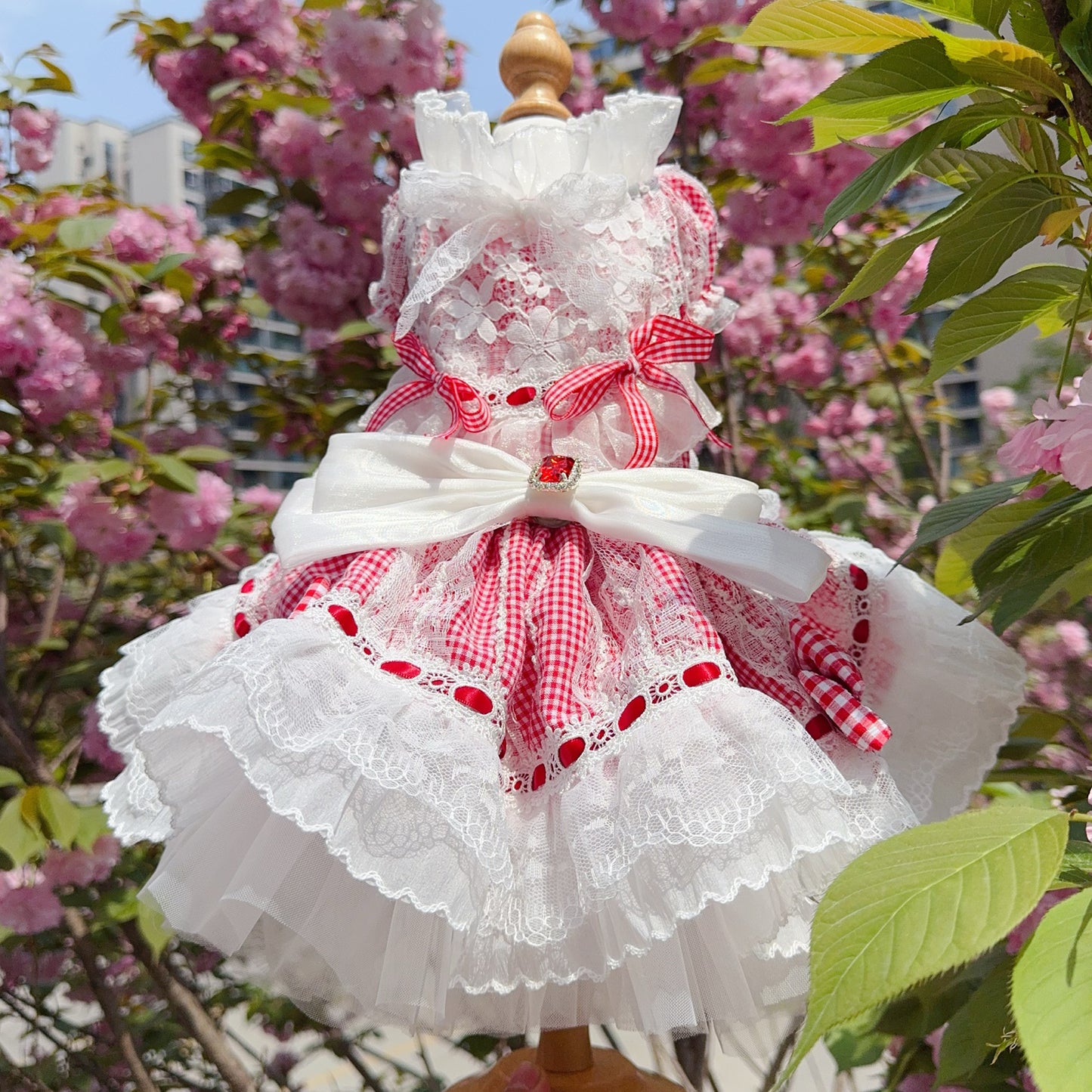 Lace Lolita Fluffy Ruffled Pet Dress for Going Out