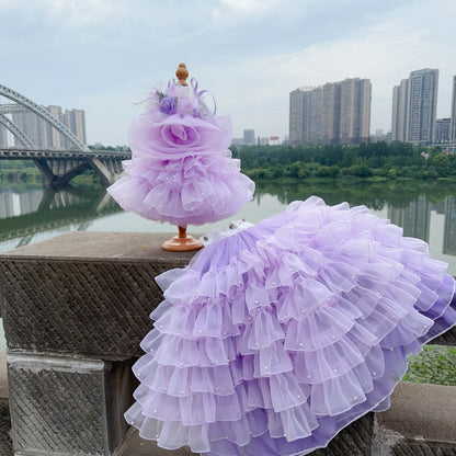 Violet Flower Pearl Dress for Dogs/Cats - Removable Dress