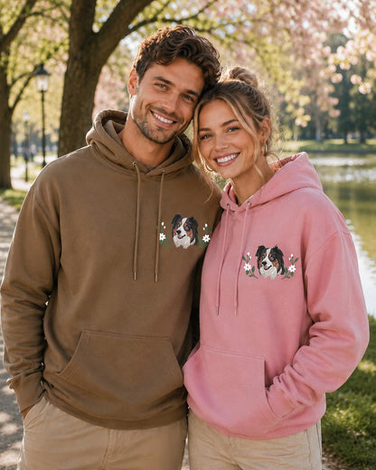 Personalized Multiple Dog Portraits & Name Embroidered Sweatshirt