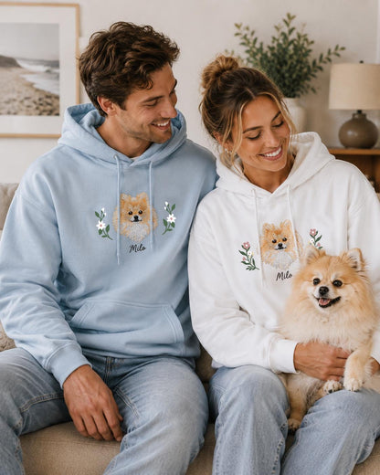 Personalized Multiple Dog Portraits & Name Embroidered Sweatshirt