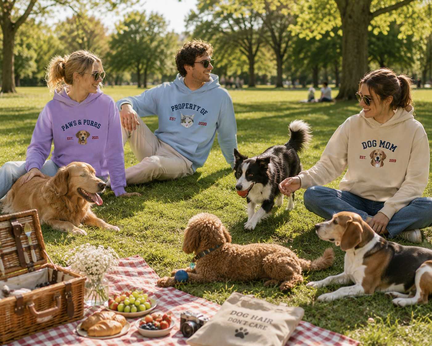 Personalized Dog Name and Portrait Embroidered Round Neck Sweatshirt