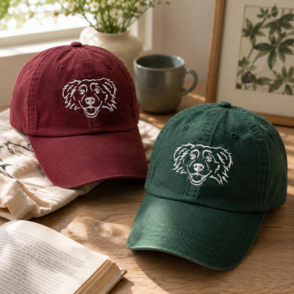 Customised Pet Face Baseball Hats with Pet Silhouette Embroidery